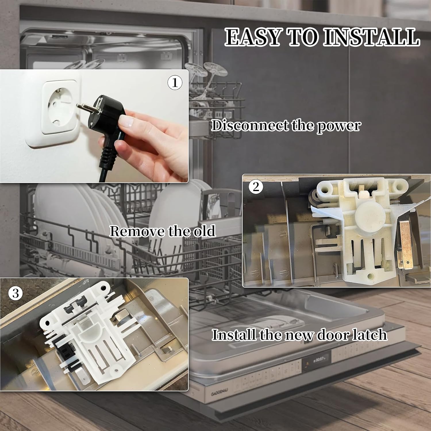 DW80F600UTS DW80J3020US Dishwasher Door Latch,DD81-02132A DD81-01629A Door Switch Latch,Replacement for samsung DW80k7050UG DW80k5050US DW80R5060US DW80R5061UG DW80F600UTB DW80F600UTW