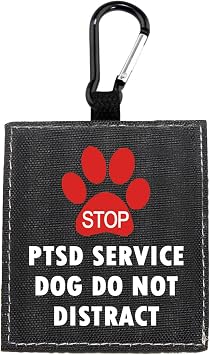Funny Dog Leash Sleeve PTSD Alert Dog Gift PTSD Service Dog Do Not Distract Leash Wrap with Hanging ID Patch Tag PTSD Service-Tag