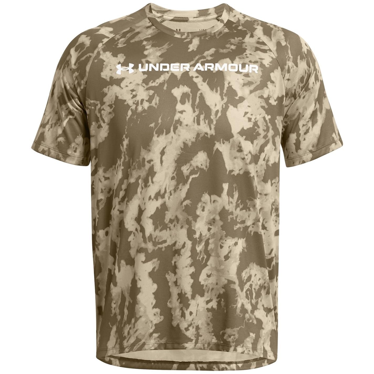 Under Armour Mens TECH ABC CAMO Short Sleeve T-Shirt Khaki Base XXL