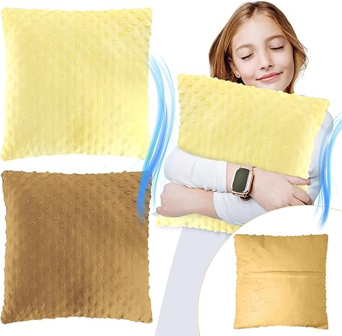 Kigley Paquete de 2 almohadas vibratorias sensoriales para niños y adultos, masaje activado por presión, 12 x 12 pulgadas, con protuberancias de