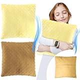 Kigley 2 Pack Vibrating Pillow Sensory Pillow for Kids Adults Pressure Activated 12 x 12 Massage with Textured Stimulation Bumps for Relieve Pain Stress Autistic Christmas Party Gifts(Camel,Yellow)