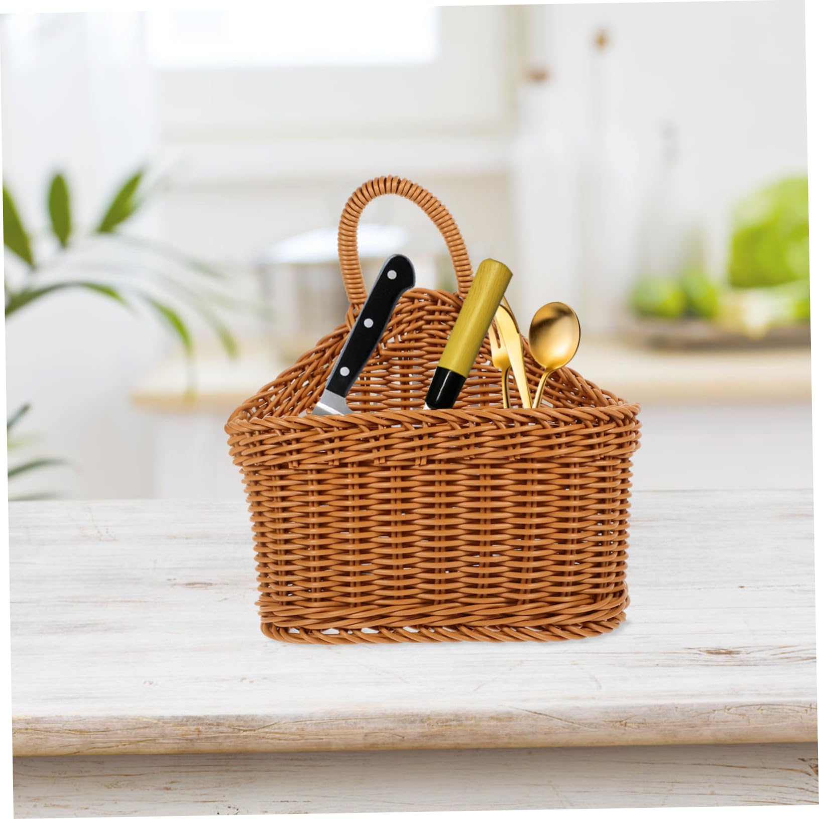 ORFOFE 3pezzi Cesta Appendi Cucina Plastica Intrecciata Contenitore Decorativo Per Posate e Cucina Stile Country Per Organizzare e Accessori
