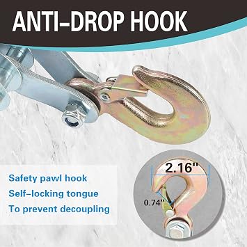 4000LB 65 Feet Rope Hoist Pulley with 2 Sling Strap, 2 Ton Wheel Block and Tackle System 7:1 Ratio Lifting Power White Rope