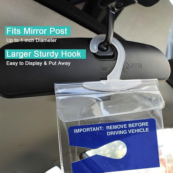 TB Tbuymax Handicap Parking Placard Holder, Ultra Transparent Disabled Permit Protective Cover with Large Hanger by Tbuymax 2 Pack (Placard is NOT Include)