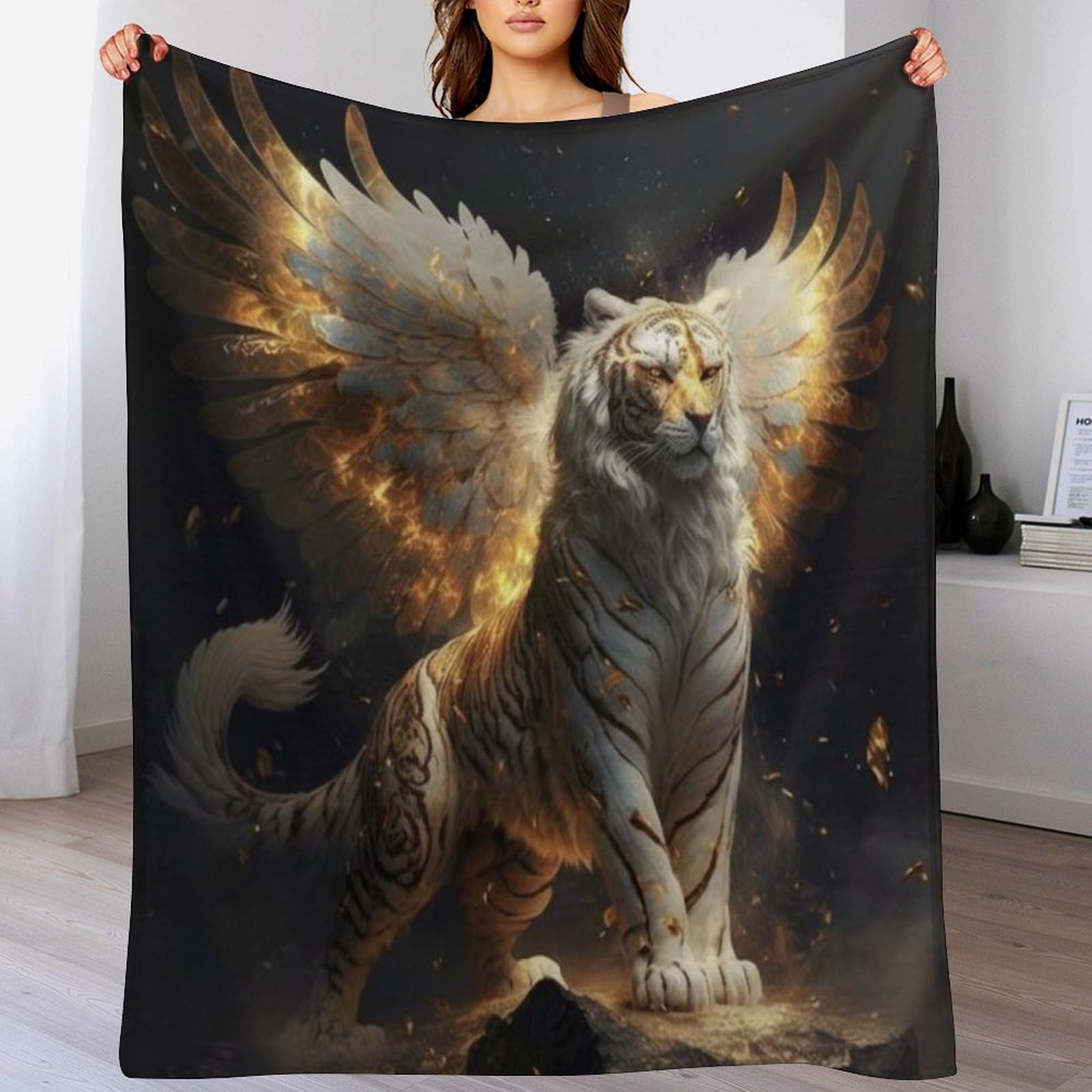Manta de franela suave con estampado de tigre: textura premium de forro polar térmico