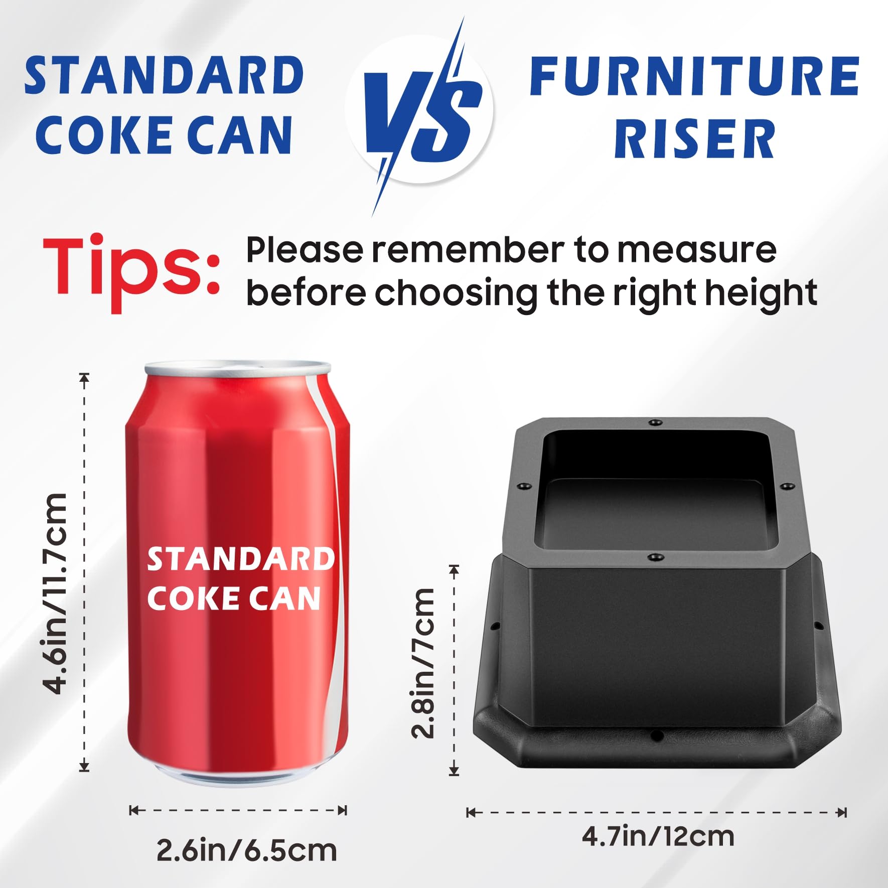 MixDora Bed Risers 2 Inch Furniture Risers Square Chair Risers for Bed Sofa Table Couch 4 Pack Black (2 Inch) - Image 2
