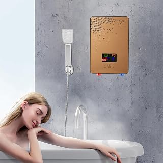 Instant Mini Water Heater, Instant Hot Water Heater with Anti-Dry Burn, Electric Tankless Water Heater with Shower & Bracket for Kitchens, Bathrooms, Restaurants, 110V 4500W