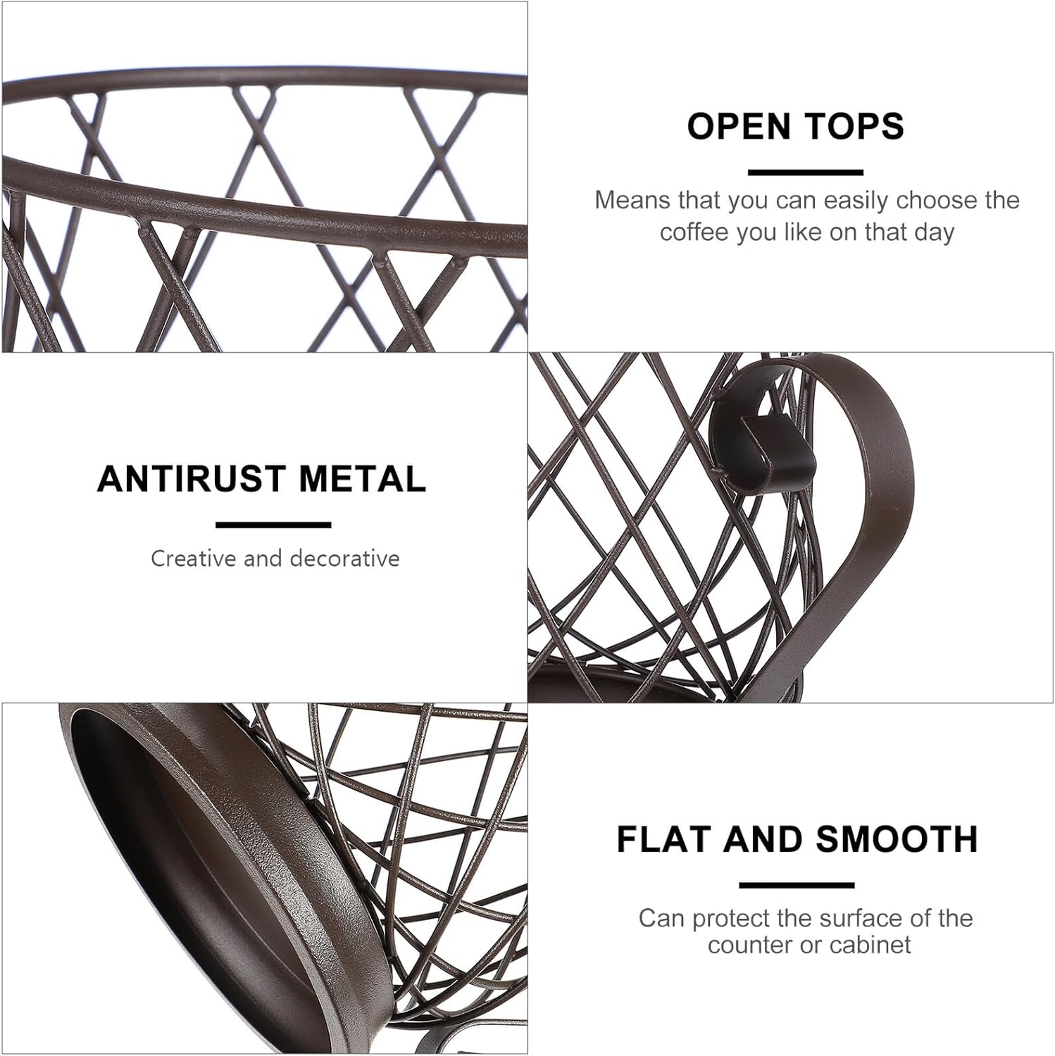 Metal Coffee Pod Holder Basket Organizer with Smooth Surface Multifunctional Coffee Capsule Storage for Counter Classic Modern Design for Home Office Use