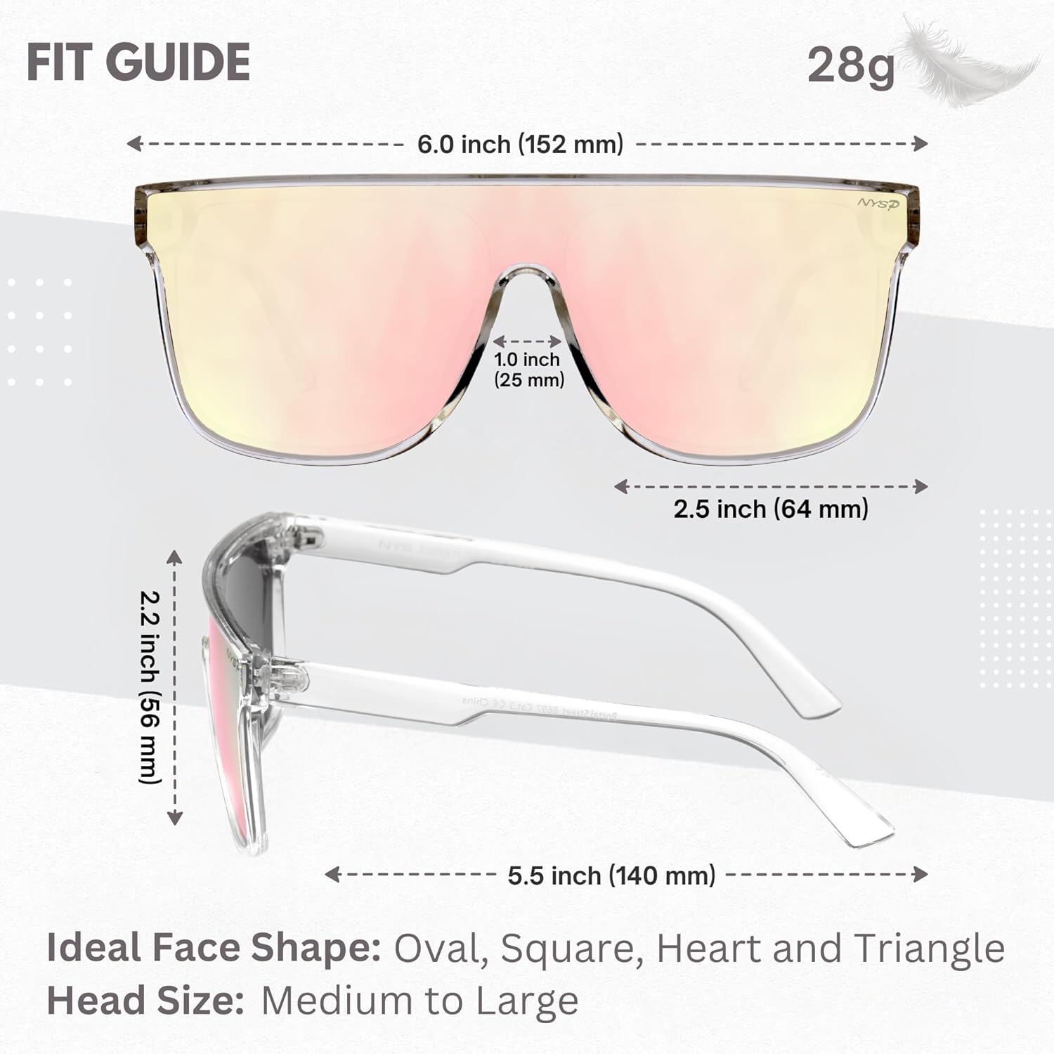 NYS Collection Polarized Sunglasses - Flat-Top Single-Lens, 100% UV Protection, Lightweight for Men & Women - Image 6