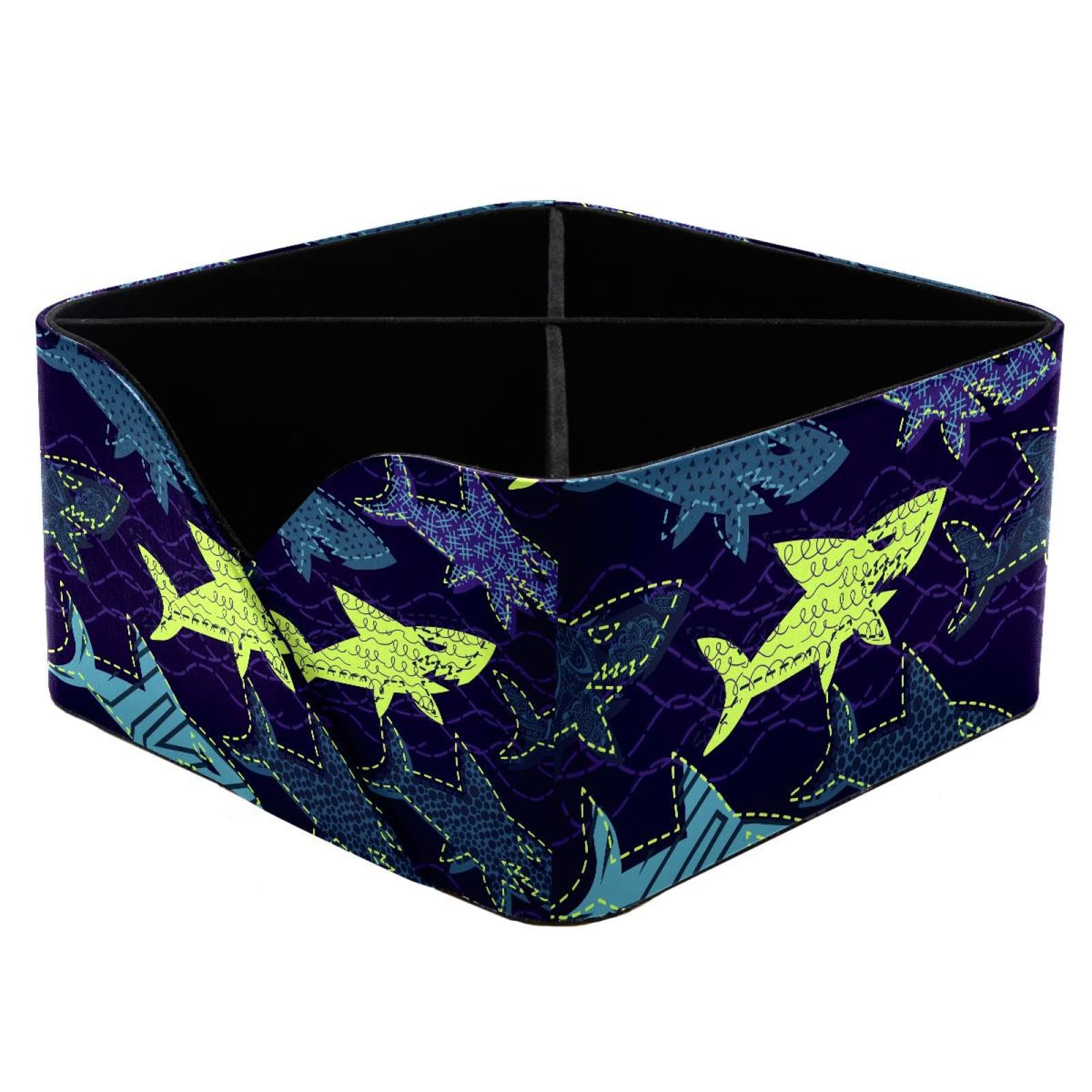 KengjuTesu Underwater Sharks Desktop Organizer Pen Holder, Rectangular Pencil Cup for Office, Study and Makeup Stations