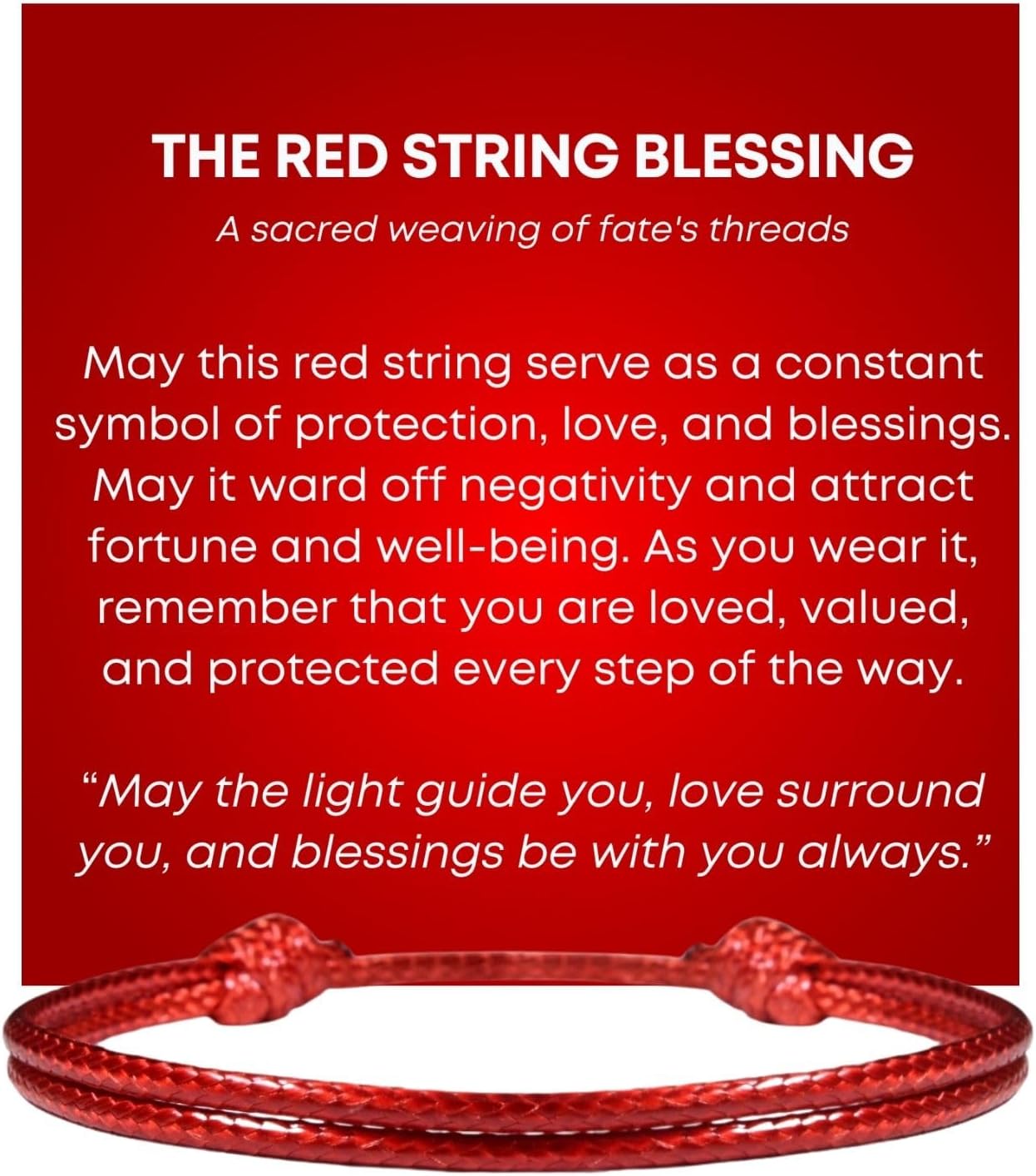 Luck Strings Adjustable Red String Blessing Bracelet - Symbol of Protection, Love, and Blessings | Durable, Waterproof Cord with Leather-Like Finish (2mm thick)