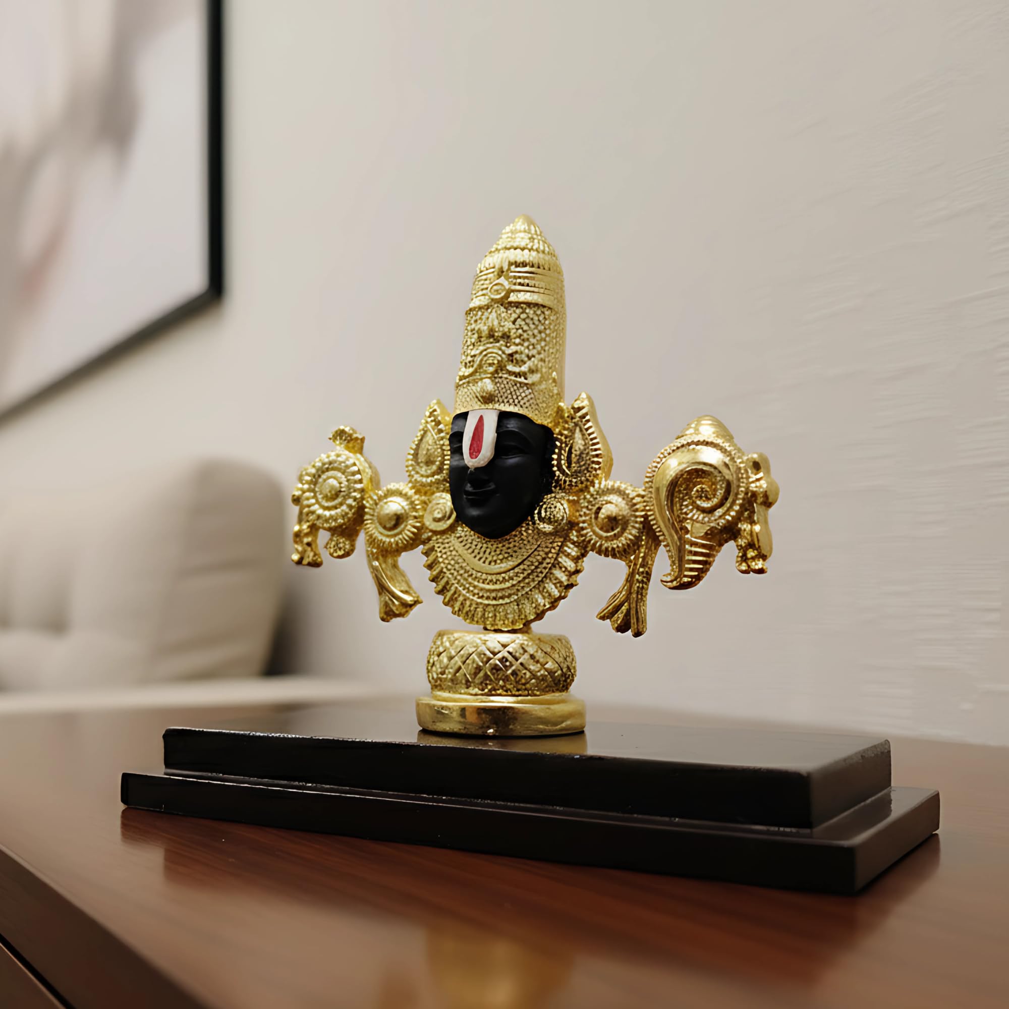 Dev Aastha 24K Gold Plated Lord Venkateswara Swamy Idol (6 Inch) - Luxurious Balaji Murti for Home Temple, Executive Office Desk, Premium Gifting - Symbol of Immense Wealth, Divine Grace