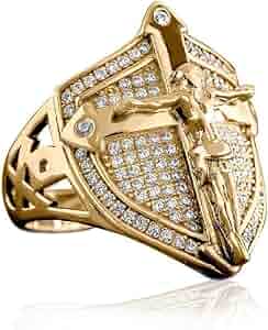 PikaLF Christian Jesus Cross Ring for Men, Crucifix Medieval