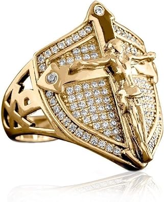 Christian Jesus Cross Ring for Men, Crucifix Ring, Medieval Shield Ring, Crusader Sword Rings, Religious Amulet Ring, Christian Catholic Ring Jewelry for Men, Unique Gifts for Men