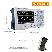 Vista 4 de OWON Osciloscopio de escritorio de 2 canales, ancho de banda de 100 MHZ, 1GS/s, osciloscopio digital Super HD de 7 pulgadas, compatible con SCPI