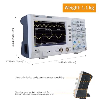 OWON 2-Channel Desktop Oscilloscope - 100MHZ Bandwidth, 1GS/s, 7in Super HD Digital Oscilloscope, Supports SCPI and LabVIEW - SDS1102