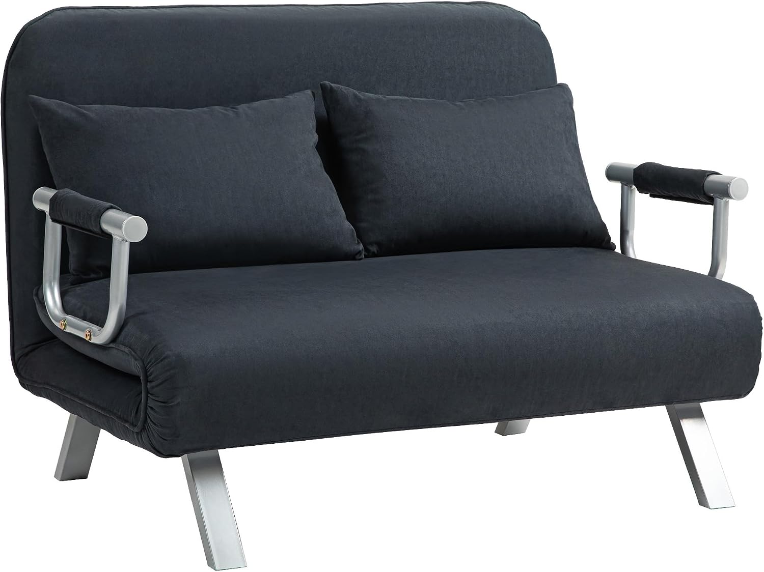 HOMCOM 3-in-1 Sofa Bed 2-Seater 185 x 105 cm Black