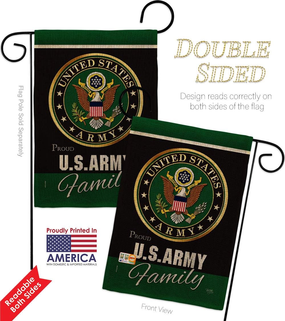 Army Proudly Family Burlap Garden Flag Set Mailbox Hanger Armed Forces Rangers United State American Military Veteran Retire Official Small Gift Yard House Banner Double-Sided Made In USA 13 X 18.5