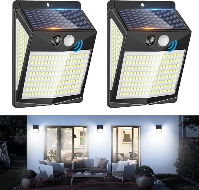 Luz Solar LED Exterior con Sensor de Movimiento - 238 LEDs Potentes