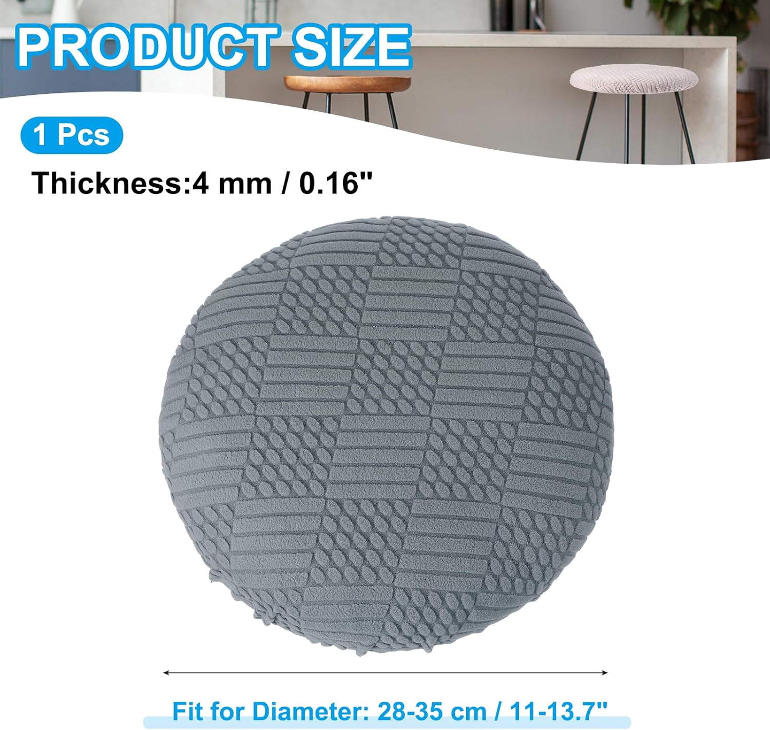 PATIKIL Stool Covers Round, Elastic Bar Stool Covers Washable Stool Cushion Slipcover Stretchy Bar Chair Seat Cover for 11-14 Inch Chair, Dark Grey