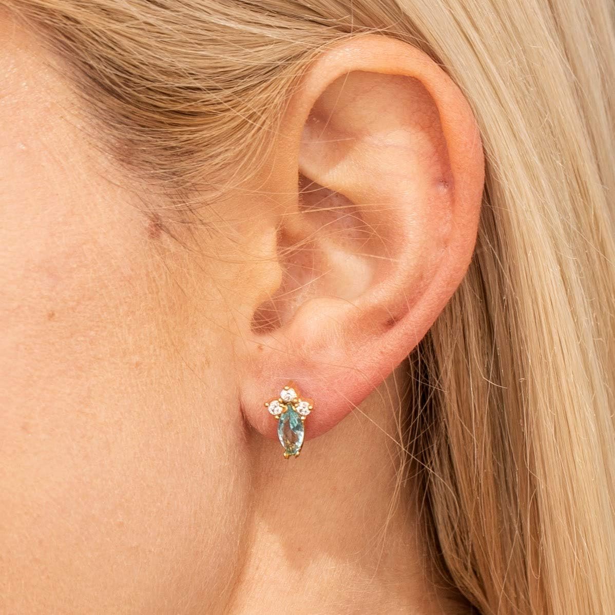 Lifetime Jewelry Cubic Zirconia Marquise Stud Earrings 24k Gold Plated