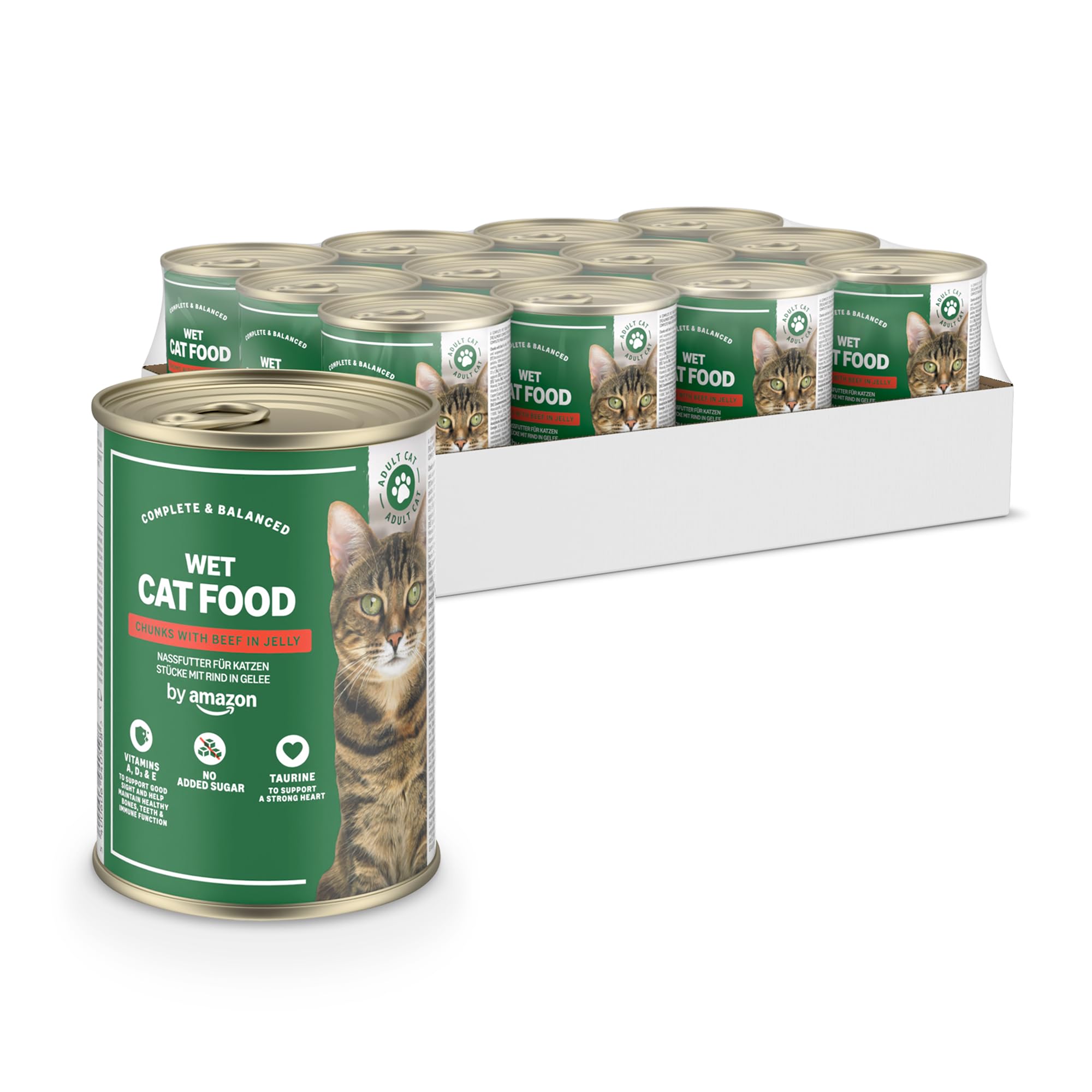 by Amazon Grain-Free Wet Cat Food - Can - Beef Chunks in Jelly 12x405g