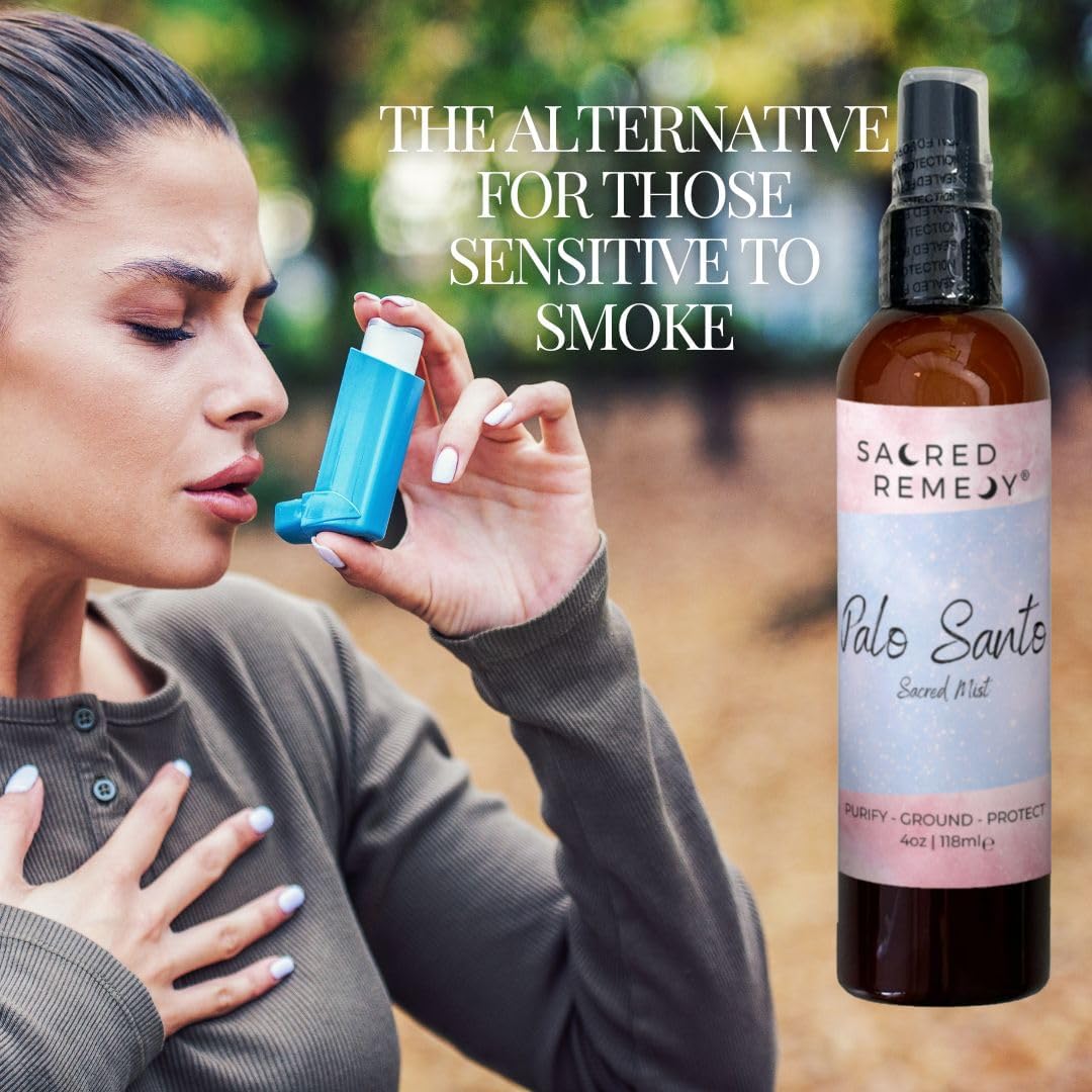 Palo Santo Sacred Mist Smudge Spray (4 Fl Oz / 114ml) Remove Negative Energy & Cleanse your Mind, Body, Soul, Spirit, & Home! Smokeless Reiki Charged Protection & Cleansing Spritz.
