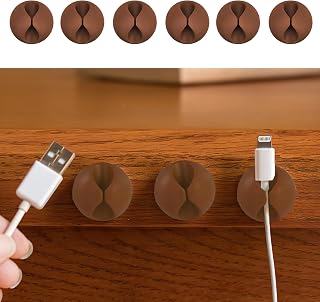 6 Pcs Cord Organizer Cables Organizer Silicone Cord Holder Compact for Organizing Desk Nightstand Car Phone Charger (Coffee)