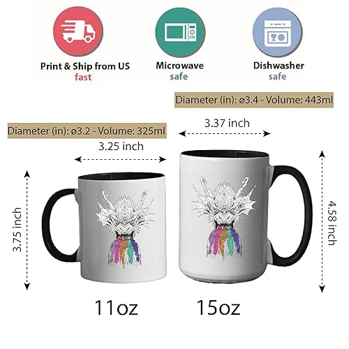 Miniatura 5 de Dragon Roaring Rainbow Gift for Fantasy Fans with Rainbow Dripping From Its Mouth 11oz 15oz Inner Color Accent Mug