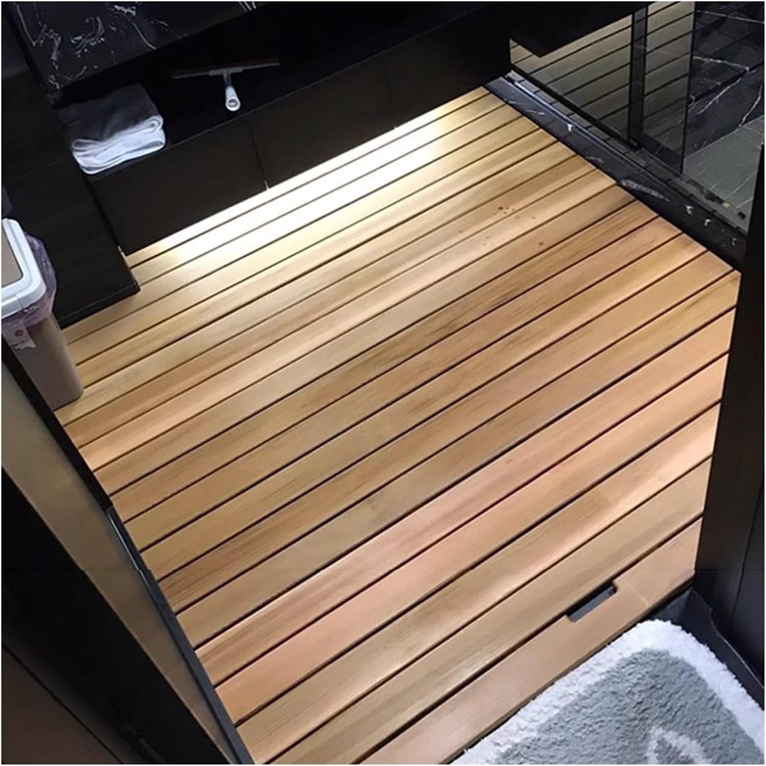 BHGFYXBS Wood Bath Mat Tub Foot Pad Non Slip Shower Mat For Bathroom Drain Board Floor Pedal Custom Size,Wood Colour-70x80cm