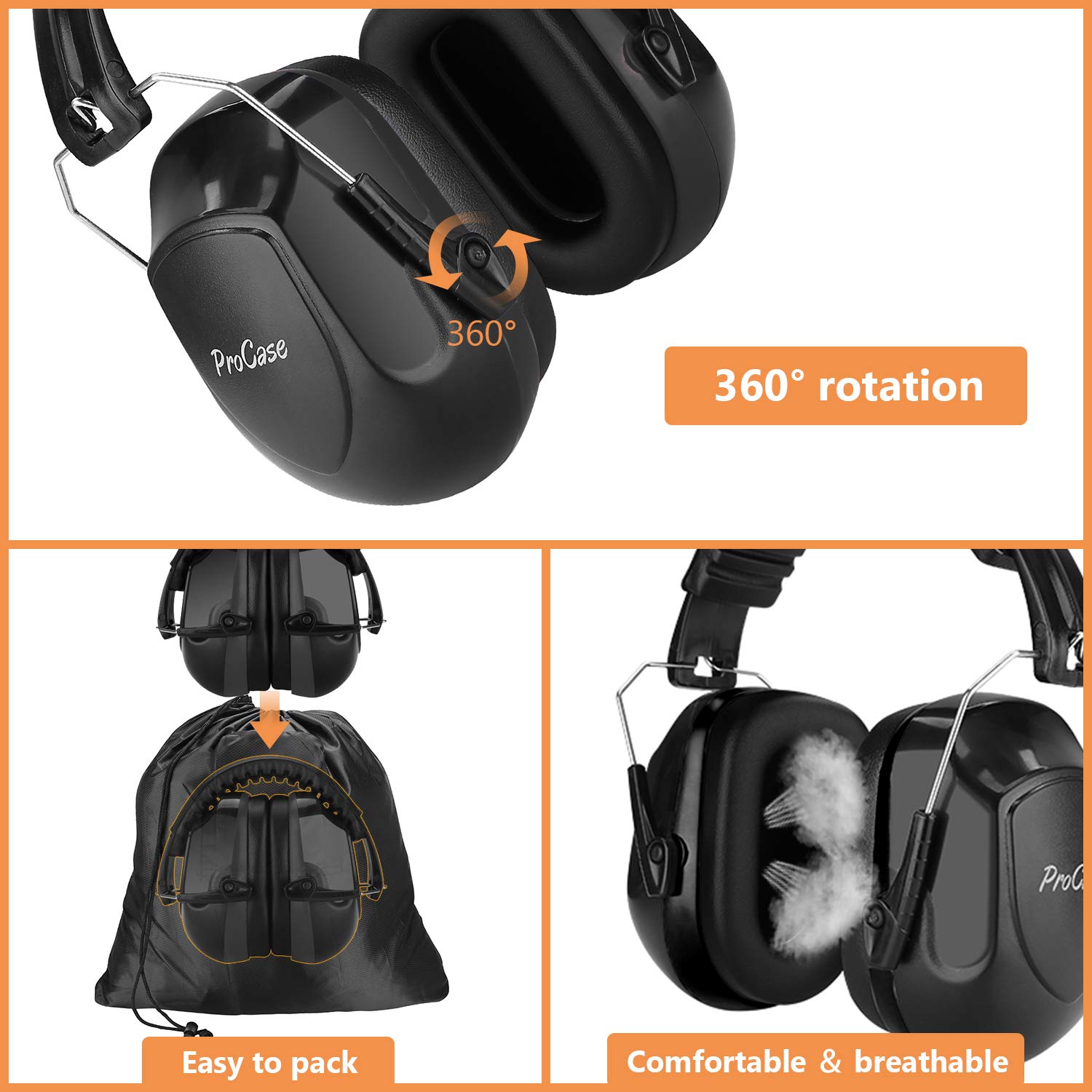 Buy ProCase Noise Reduction Safety Ear Muffs, Shooters Hearing
