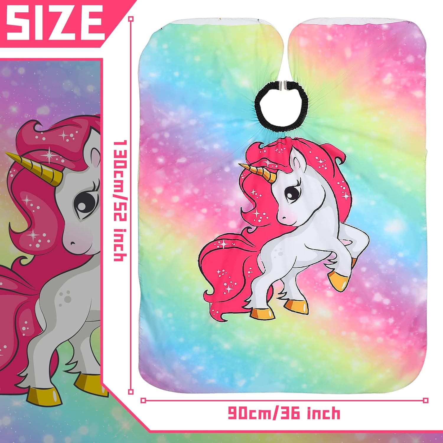 4 Pieces Kids Girl Hair Cutting Cape Set Hair Combs Neck Hair Cleaning Sponge Unicorn Barber Cape Child Salon Cape with Adjustable Neckline Hair Stylist Dresser Cover Cutting Apron, 51 x 35 Inch : Beauty & Personal Care