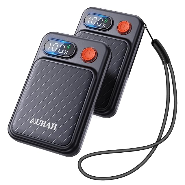 Hand Warmers Rechargeable 2 Pack - Electric Rechargeable Magnetic Hand Warmer with LED Display 4 Heat Levels Lanyards