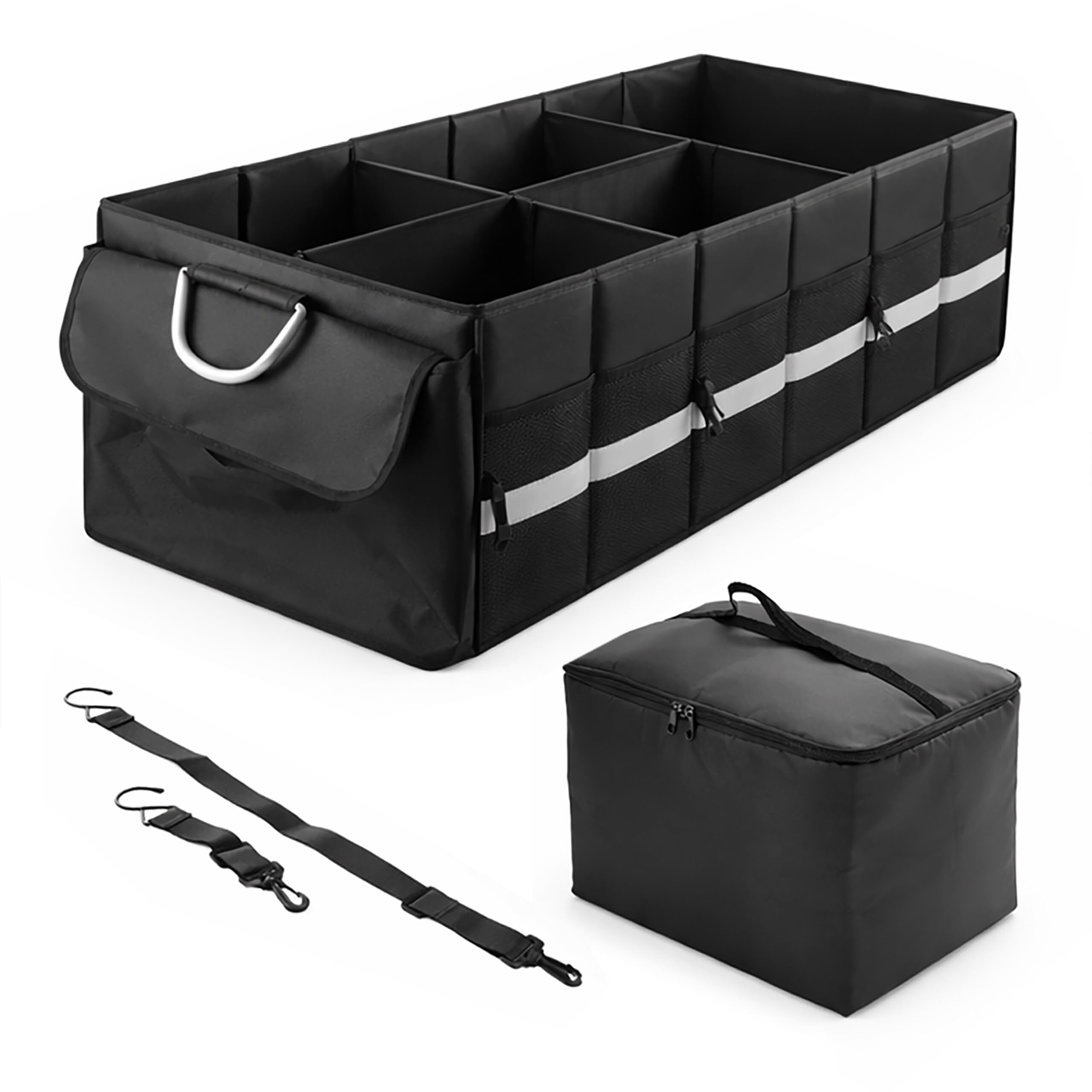 Organizador de maletero plegable negro de 30x90x40 cm con bolsa térmica