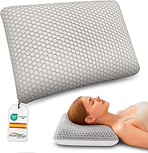 Cervical Memory Foam Pillow 60 x 40 cm TPE 4D Honeycomb Cover Massage Effect Orthopedic Support Washable Neck Pain Ergonomic Rest Grey