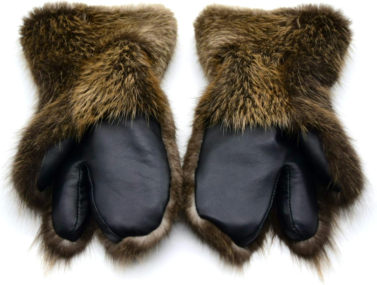 Winter Men's Beaver Fur Mittens (XX-Large) Brown