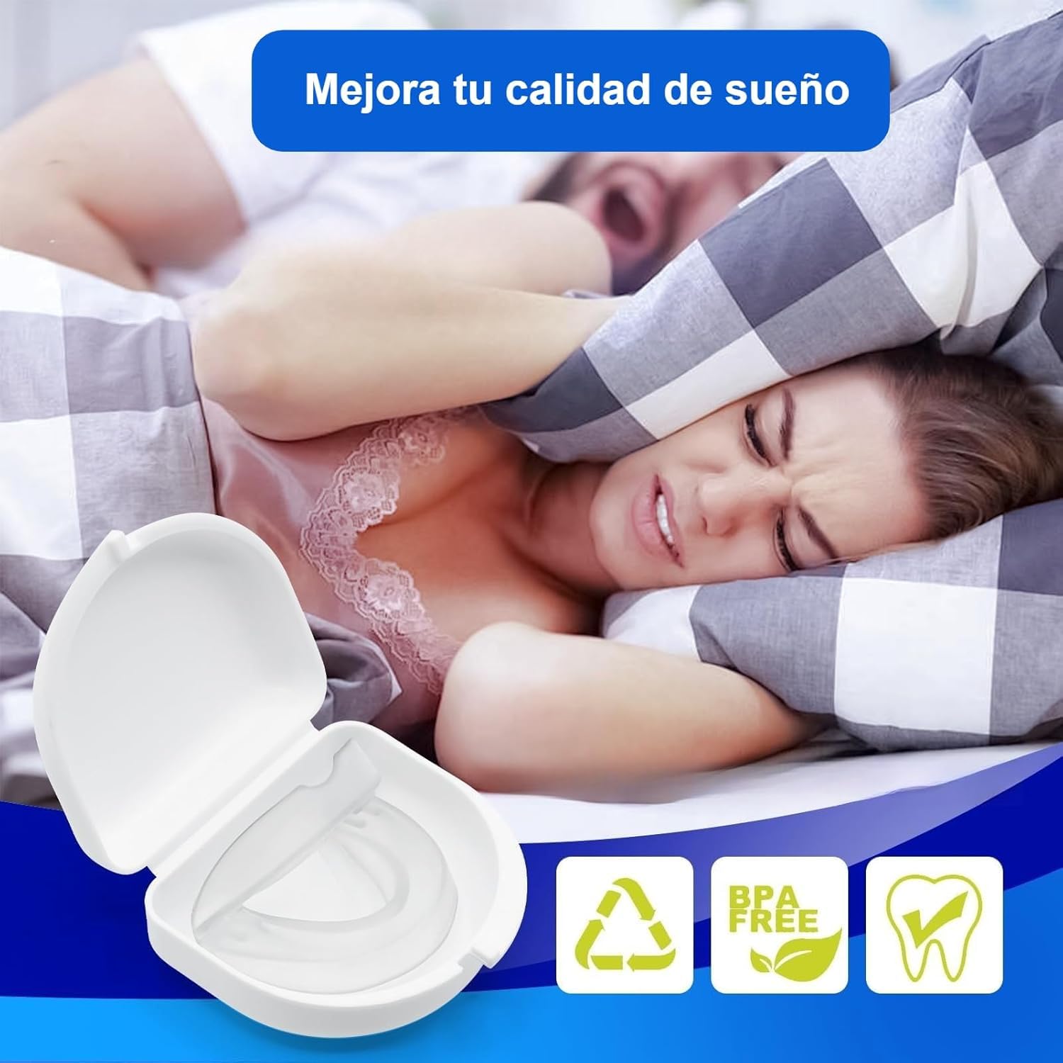 Syruna Boquilla Antironquidos Syruna - Férula bucal,El Diseño Ergonómico Eficazmente los Ronquidos,Fácil de usar y fácil de limpiar Trae paz a tu noche. (1 Pcs) — view 7