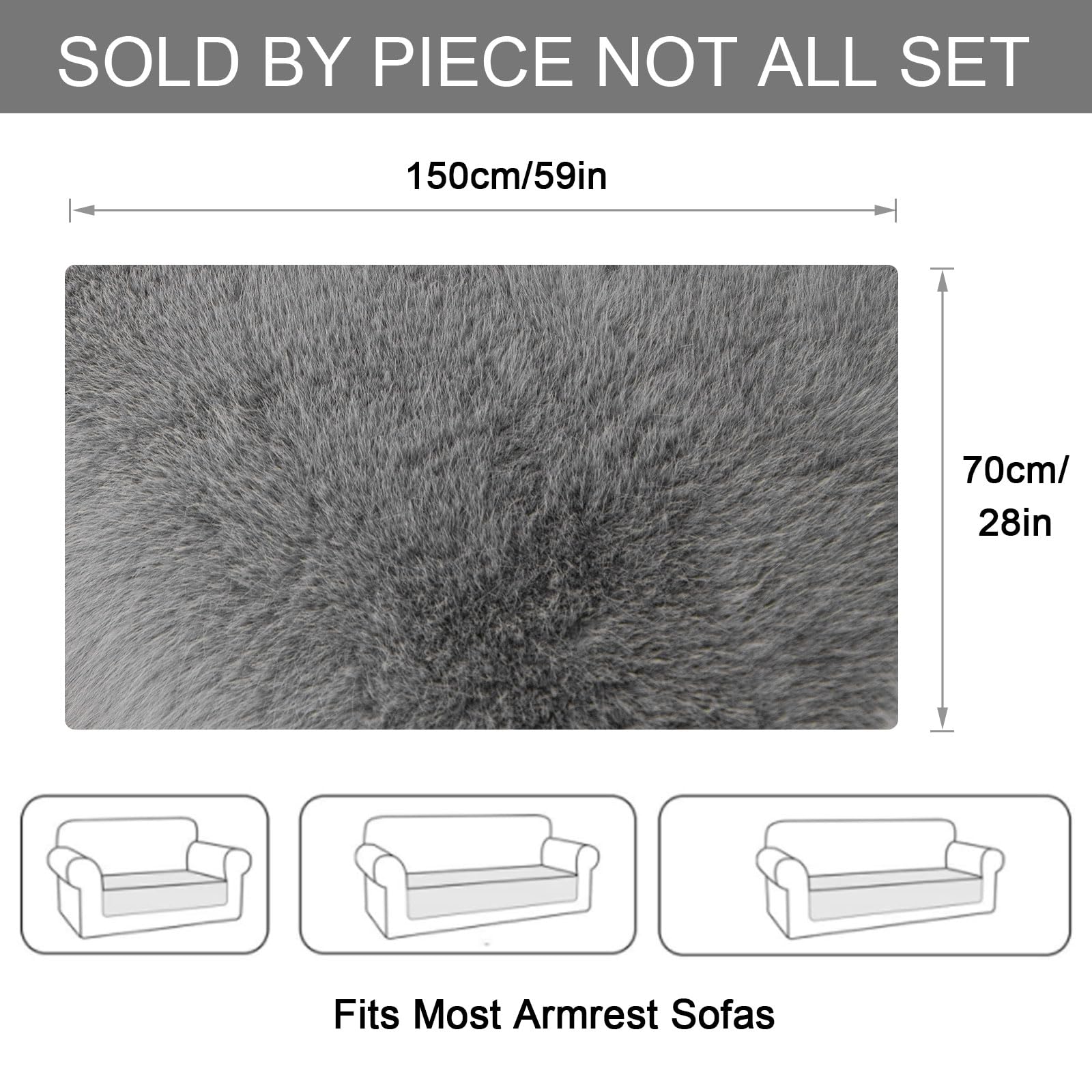 ShowyLive Soft Velvet Sofa Cover 1 2 3 4 Seater Non-Slip Couch Sofa Slipcovers Sofa Cushion Covers Sofa Protectors from Pets/Kids/Dogs (Grey - Image 2