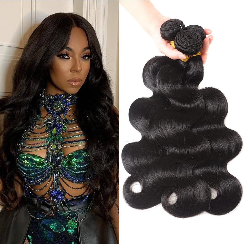 12A Brazilian Body Wave Human Hair 3 Bundles 14 16 18 Inch 100% Unprocessed Brazilian Virgin Human Hair Weave Bundles Body Wave Hair Extensions Natural Color