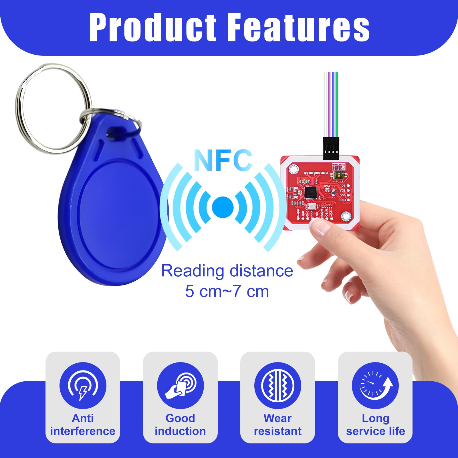 Módulo RFID PN532 NFC V3, Lector y Escritor de Tarjetas, Compatible I2C SPI HSU para Proyectos DIY