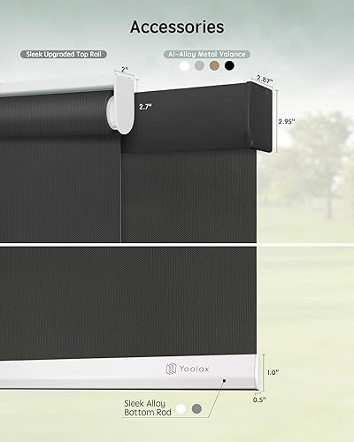 Miniatura 184 de Yoolax Persianas motorizadas con control remoto, persianas inteligentes opacas para ventanas, persianas enrollables motorizadas, persianas Tela