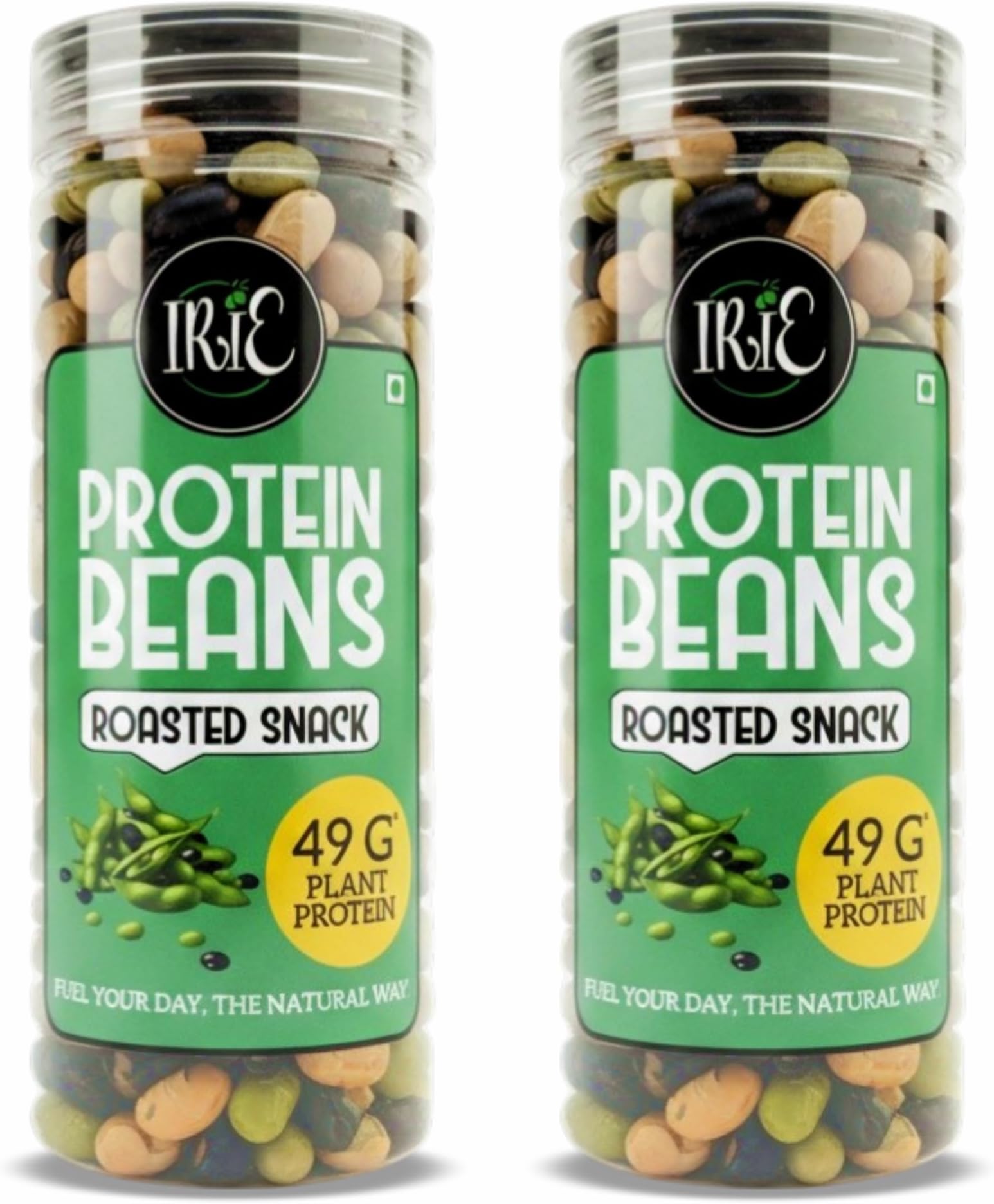 IRIE Protein Beans | 49g Plant Protein | Healthy Roasted Snack | Soyabean-Edamame Beans-Black Beans | Gluten-Free - No Added Preservatives | High Protein Snack - Superfood - Pack of 2 (120g Each)