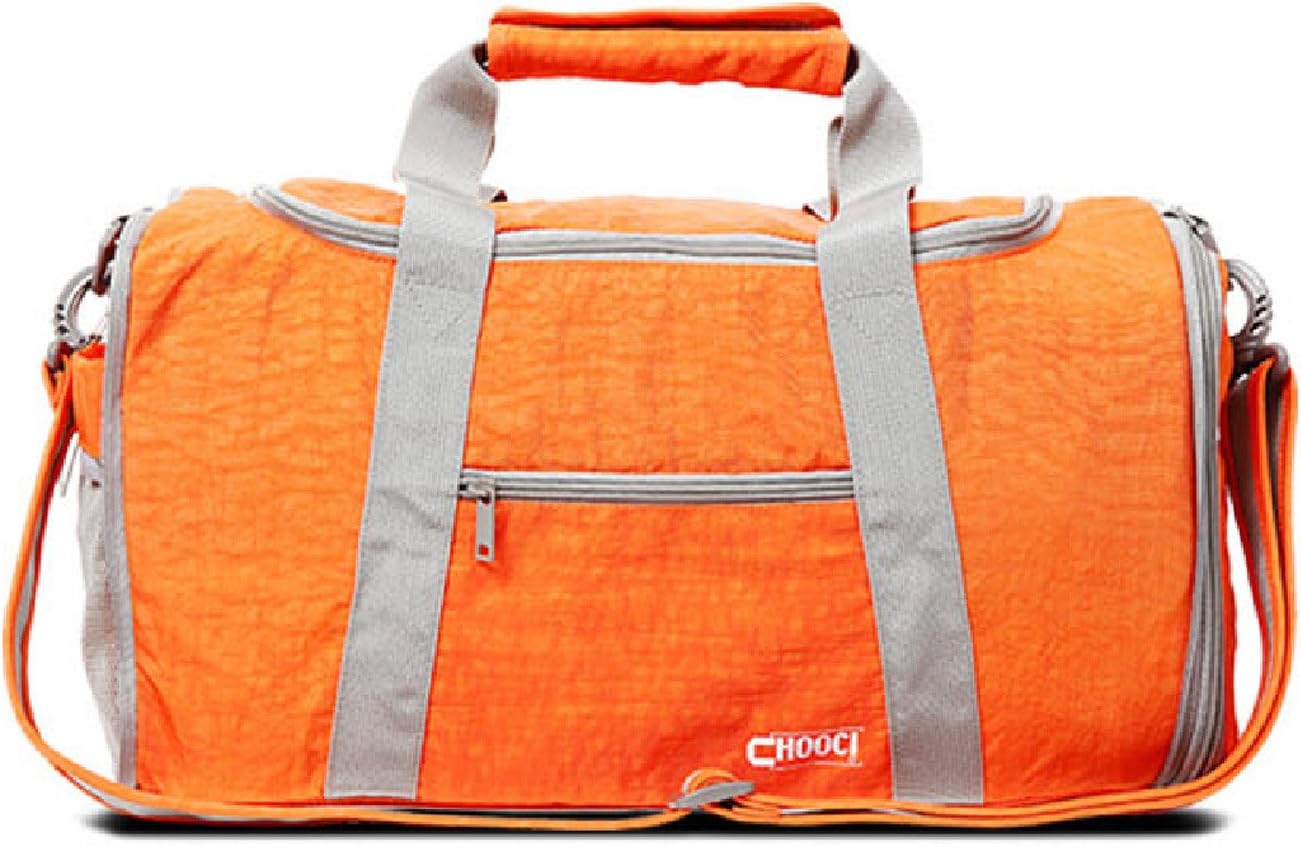 Foldable Travel Luggage Duffle Bag Lightweight for Sports, Gym, Vacation, Water & Tear Resistant - Light Orange