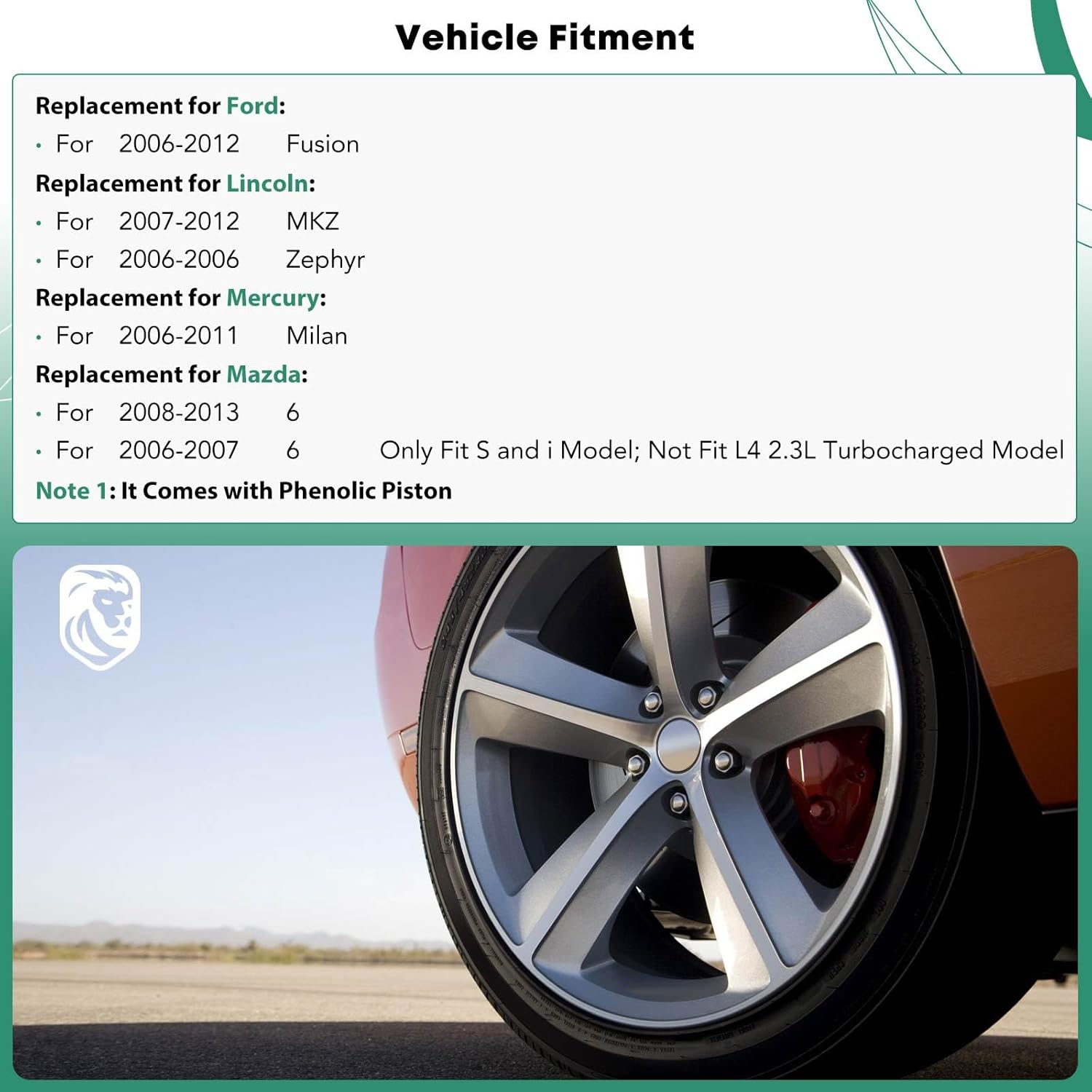 Set of 2 Front Brake Caliper Assembly Replacement for Ford Fusion Mazda 6 Lincoln MKZ Zephyr Mercury Milan