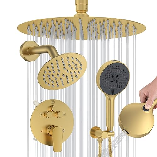 Shower Faucet Set, High Pressure Rainfall Shower Head with Handheld