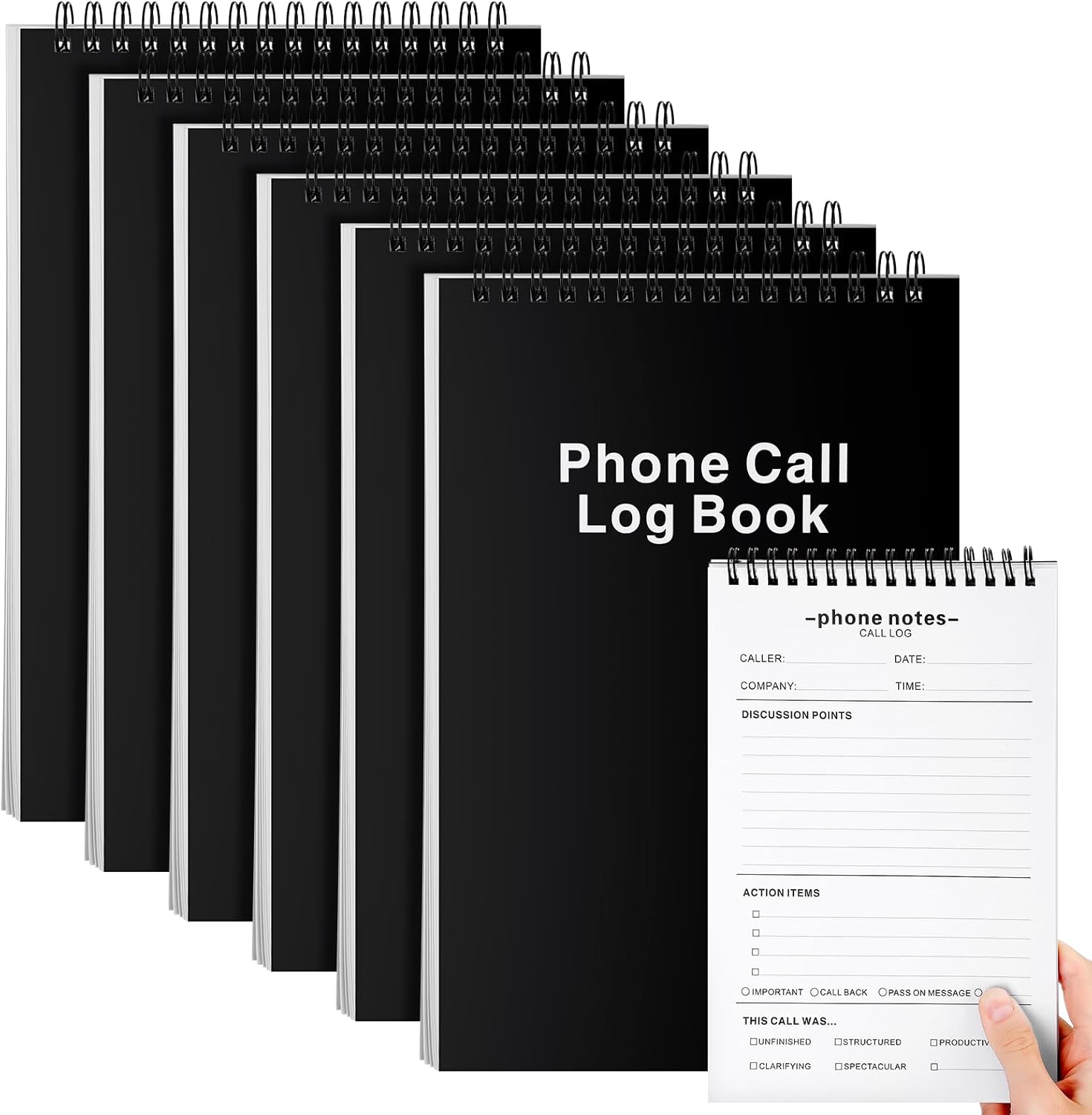 Faccito 6 Pcs Call Log Notepad for Work Phone Log Book for Office with Notes Phone Message Book with Action Items-Phone Call to Do List for Work 80 Sheets