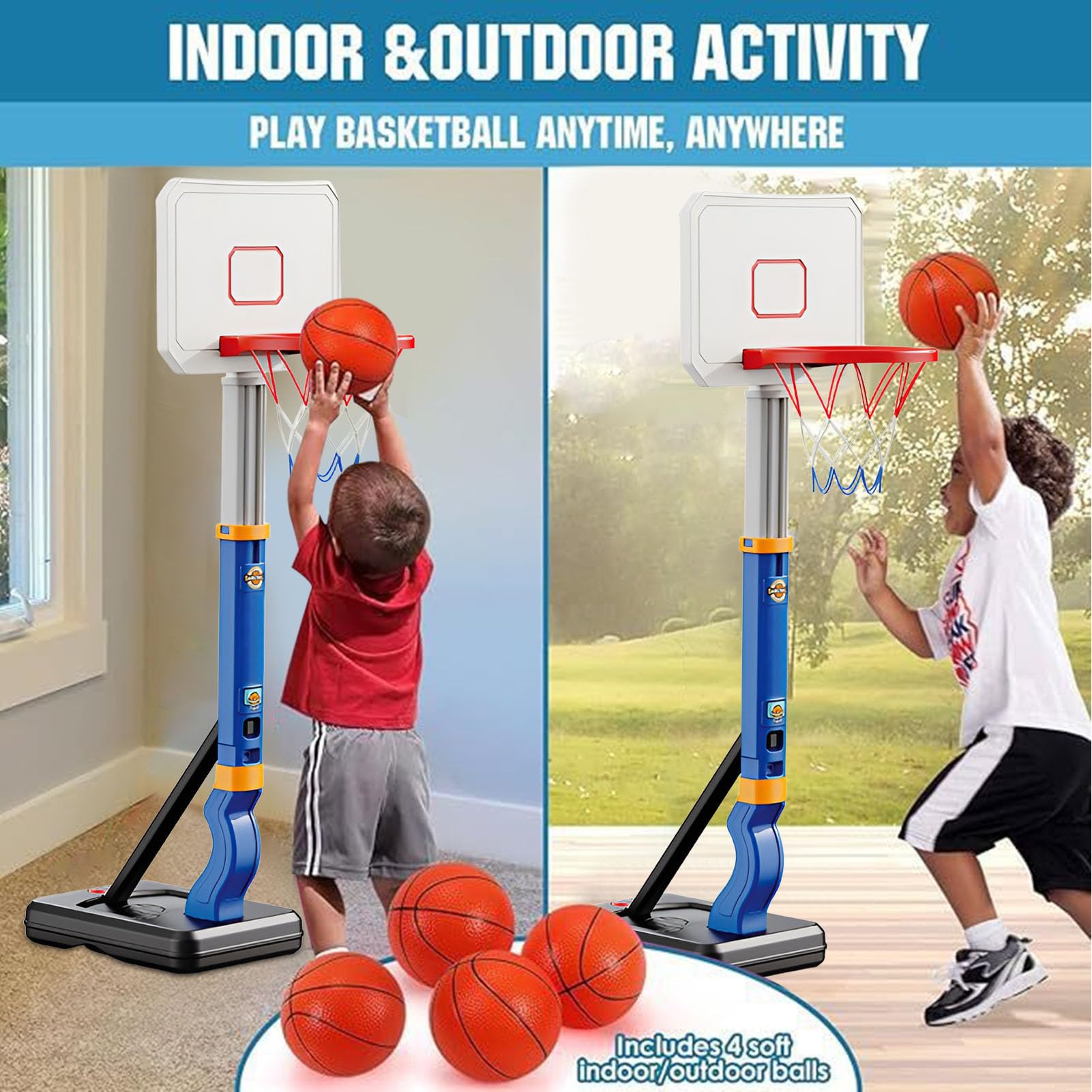 Cancello da basket per bambini, set con cestino all'aperto, giocattolo da basket per bambini, attività sportive a bordo piscina, divertenti attrezzi da gioco per bambini, palestra, cortile, sala