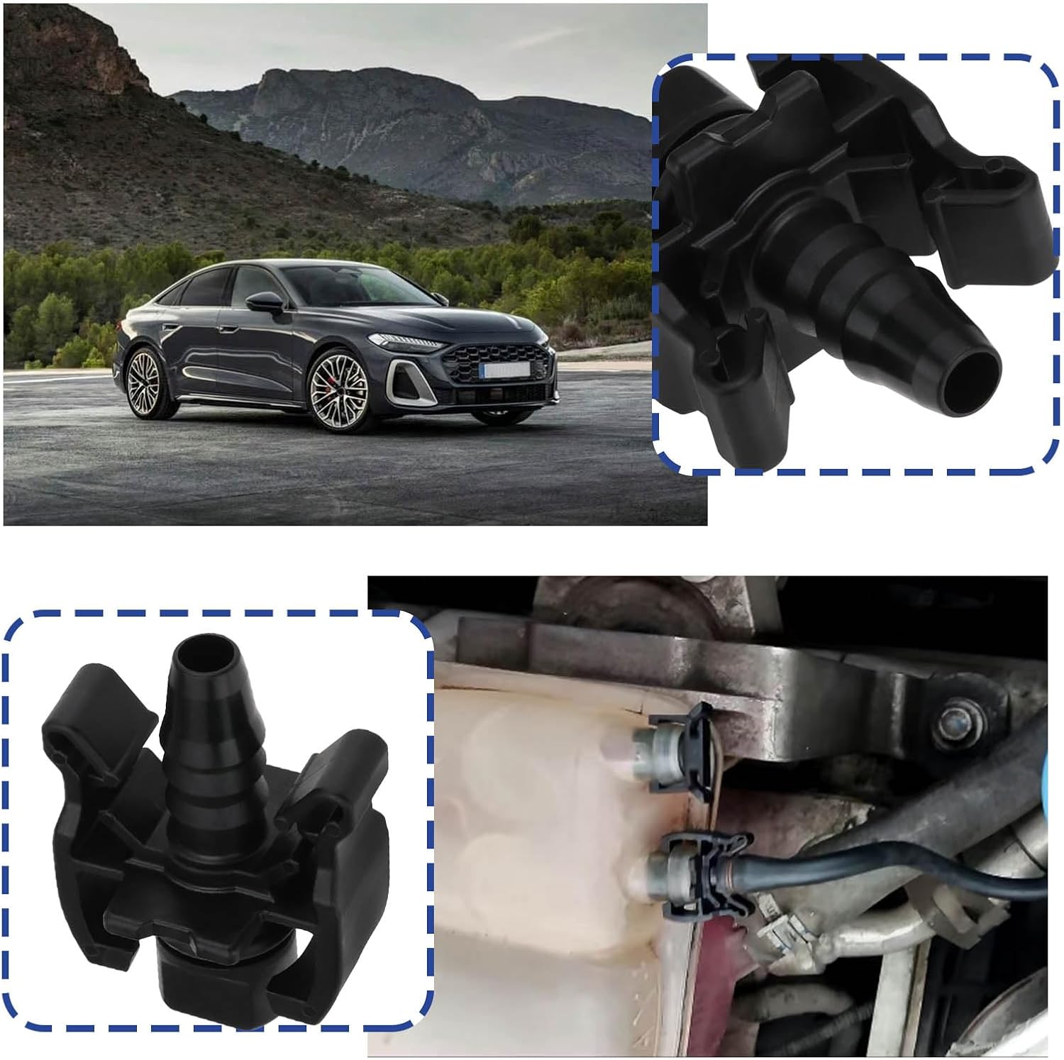 2pcs Car Water Tank Water Hose Straight Connect Connector Compatible with Peugeot Compatible with Citroen Expansion Car Accessories Black