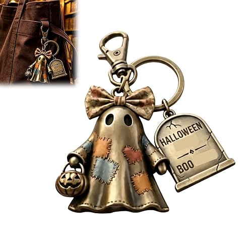 Halloween Spirit Crew Ghost Keychain, Halloween Spooky Boo Key Ring