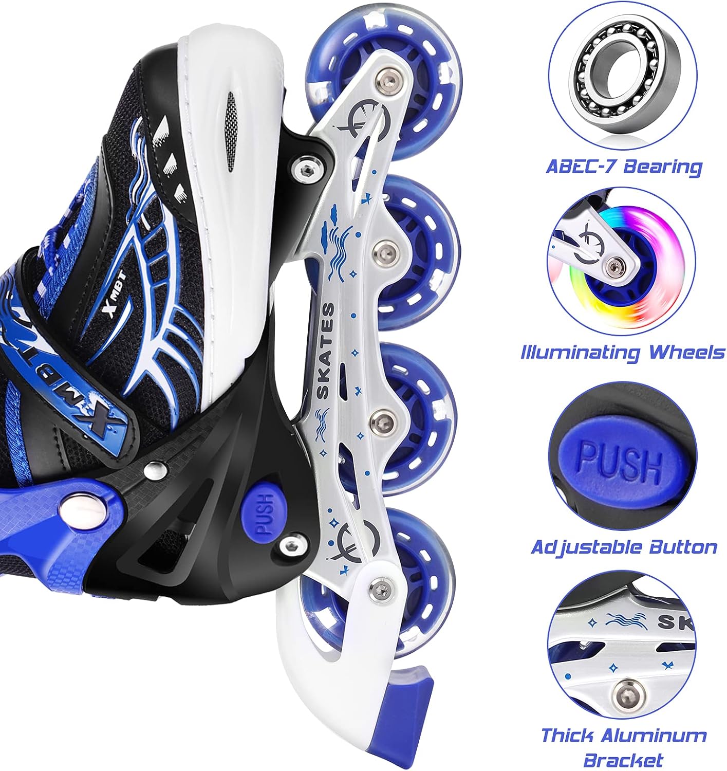 ANCHEER Adjustable Inline Skates for Girls Boys Kids and Adults Women Light Up Blades Roller Skates for Children Teens Toddler in Line Skating for Indoor Outdoor